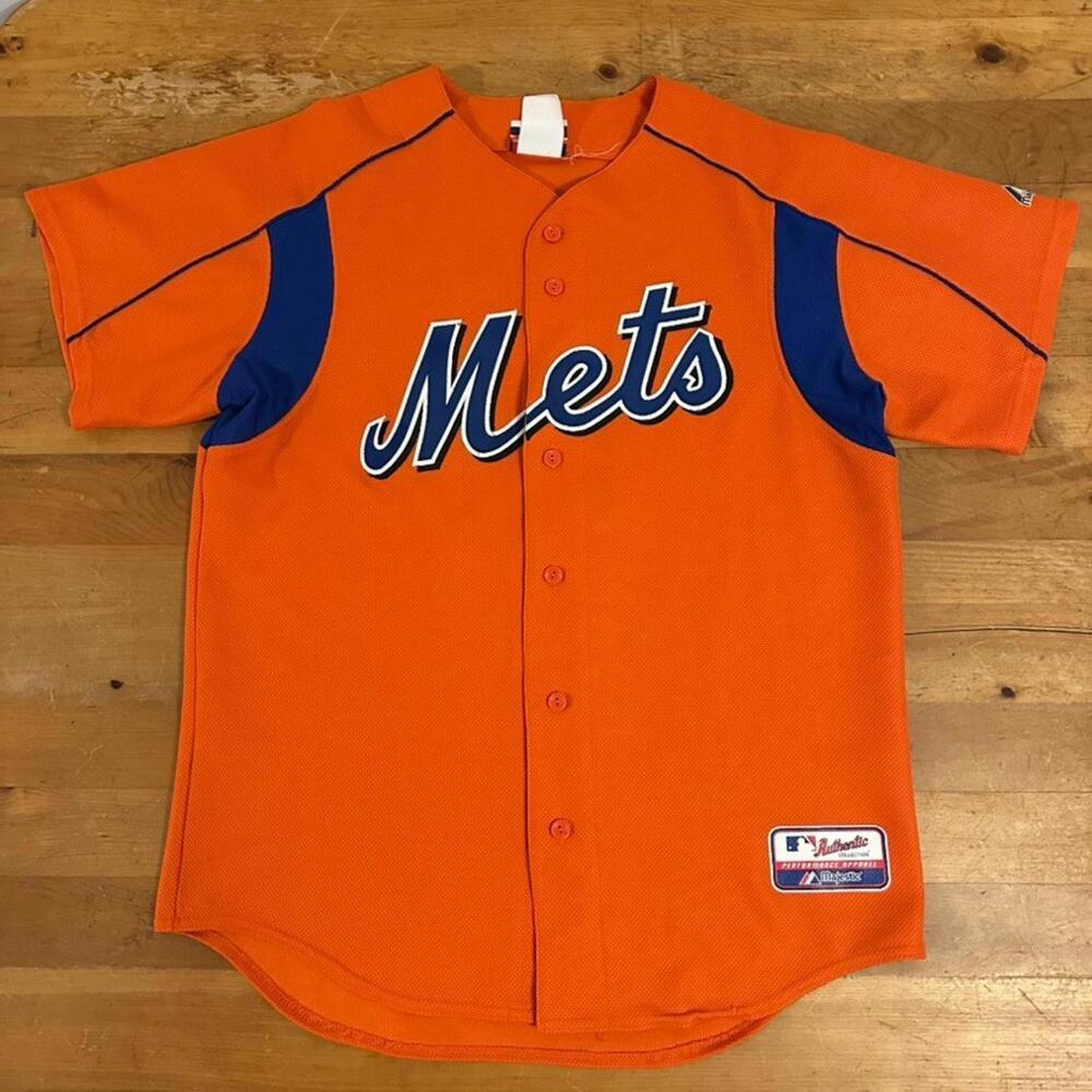 New York Mets Jersey Mens Medium Orange Majestic MLB Baseball Stitched